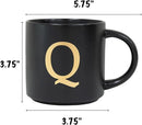 COLLECTIVE HOME - Monogram Ceramic Mugs, 15 oz Golden Initial Black Coffee Cups, Elegant Alphabet Tea Mugs, Elegant Personalized Mug with Gift Box, Unique Mug with Double Side Capital Lette (Q) by CozyNest Decor