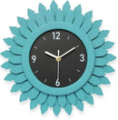 Honiway Wall Clock Battery Operated 12 Inch Rustic Wood Beach Sunburst Decorative Wall Clock Silent Non-Ticking Coastal Wall Decor Clocks for Living Room Kitchen Bathroom Bedroom (Cyan) by CozyNest Decor