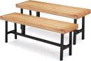 AVAWING Outdoor Wood Benches Set of 2, Patio Wooden Picnic Bench Waterproof, Backless Long Garden Park Chair for Porch, Balcony and Deck, Natural by CozyNest Decor