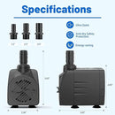 400GPH Submersible Water Pump(1500L/H,25W),Ultra Quiet Fountain Pump with 6.5ft High Lift, Pond Pump for Fish Tank, Pond, Aquarium, Statuary, Hydroponics. by GreenHaven Gardens