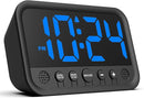 Small LED Digital Clock for Bedroom, Loud Alarm Clock for Heavy Sleepers Adults, Teens | Plug-In Electric Desk Clock | Simple Bedside Nightstand Clock with Adjustable Volume/Brightness/Snooze – Blue by TinyTreasures Baby Boutique