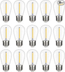 15 Pack S14 LED String Light Bulbs, 1W Shatterproof & Waterproof Outdoor Indoor Replacement Bulbs, E26 Base Edison LED Light Bulbs Warm White 2200K. (S14 15Pack) by GreenHaven Gardens