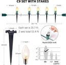 C9 Christmas Lights Outdoor, 2 Packs Total 51.4 Ft 40 Bulbs Christmas Pathway Lights, Waterproof Walkway Lights for Outside Driveway Sidewalk Outdoor Christmas Decorations Yard, Clear by GreenHaven Gardens