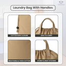 LFH Home Cotton Canvas Large Laundry Bag with Handle, Heavy Duty Drawstring Closure Washable Laundry Bags, School Travel, Home, Hotel, College Dorm, Organizer Sack, Toys Clothes 28x40-Beige by TinyTreasures Baby Boutique