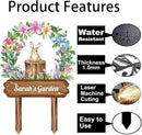Personalized Rabbit Metal Sign with Stake,Custom Gardener Last Name Signs Outdoor Decor,Customized Flowers Gardening Birthday Gifts,Cute Animal Plaques for Patio Lawn Porch Backyard Farmhouse Outside by CozyNest Decor