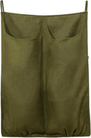 100% Pure Linen Dual Hanging Laundry Bag with 2 Deep Pocket and 2 Side Zipper 20x27in, Over The Door Laundry Hamper Space Saving Hampers for Dirty Clothes Home Travel, Green by CozyNest Decor