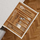 BAMEOS 3.9inch Tall Bamboo Drawer Organizer, Expandable Utensil Holder with 8 Compartments, Adjustable Kitchen Drawer Divider for Flatware, Silverware and Gadgets, Deep Storage for Home and Office by CozyNest Decor