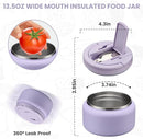 Soup Thermo for Hot Food Kids 13.5oz Lunch Containers with Buckle Lid Wide Mouth Hot Food Jar Vacuum Insulated Stainless Steel Bento Box Leakproof with Spoon(Purple) by TinyTreasures Baby Boutique