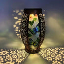 Butterfly Solar Lanterns Glass & Metal Hanging Light Outdoor Waterproof Tabletop Lamp with Hollowed-Out Design for Garden Patio Table Decor by GreenHaven Gardens