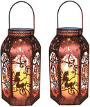 Solar Lanterns Outdoor Garden Hanging Lantern Waterproof LED Metal Bronze Moon Fairy Lantern Waterproof Flickering Flameless Candle Mission Lights for Table,Patio,Mother's Day Gift(2Pack) by GreenHaven Gardens