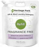 Heritage Park Silk & Wool Fragrance Free, Hypoallergenic, pH-Neutral Laundry Detergent - Dermatologist-tested, Sensitive Skin-Friendly, Enzyme-Free, Ultra Concentrated (64 fl oz Refill) by TinyTreasures Baby Boutique