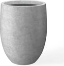 Kante 21.7" H Natural Concrete Tall Planter, Large Outdoor Indoor Decorative Pot with Drainage Hole and Rubber Plug, Modern Round Taper Style for Home and Patio by GreenHaven Gardens