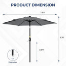 Aok Garden 7.5 ft Patio Umbrella Outdoor Market Umbrella Tilt Button and Crank 6 Ribs for Deck Lawn Pool& Backyard by GreenHaven Gardens