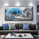 ZUITINGHUA Black Framed Canvas Wall Art For Living Room Large Wall Decor For Office Bedroom Decorations Blue Tree Landscape Pictures Black And White Paintings Artwork Aesthetic Home Decor 30x60 In by CozyNest Decor