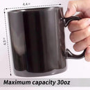 30oz Super Large Ceramic Coffee Mugs Large Handles Set of 2 (black) by CozyNest Decor