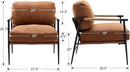 Mid-Century Accent Chair, Soft Armchair PU Leather Lounge Chair with Black Metal Legs, Upholstered Leisure Chair for Living Room Bedroom Reception Room, 1PC, Brown by CozyNest Decor
