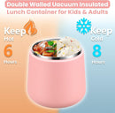 20oz Insulated Vacuum Food Jar with Buckle Lid,Soup Thermo for Hot Food Kids,Wide Mouth Leakproof Stainless Steel Lunch Container with Spoon-Pink by TinyTreasures Baby Boutique