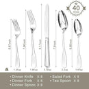 HIKAA Premium Silverware Set, Stainless Steel Flatware Set with Wide-Based Handles for Comfort & Durability, Forks & Spoons Cutlery Silverware Set (40PCS) by CozyNest Decor