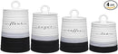 Young's Inc. 4 Pcs Set Rustic Modern Ceramic Canisters- Storage Container for Kitchen and Bathroom - Beautiful Home Decor Accent to Store Food, Coffee, Tea, and More - Black, White by CozyNest Decor