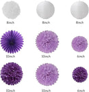 Purple White Birthday Party-Decorations Paper-Flowers - 14pcs Happy Banner Lavender Lanterns Tissue Pom Poms,Lilac Streamers Garland Fans,Women Girls Adult Kids Office Hanging Supplies Decor Hugfond by CozyNest Decor