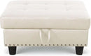 Ottoman Rectangular Storage Ottoman Bench, Faux Leather Footrest, Coffee Table, Stool Footstool with Hinged Lid for Living Room, Bedroom, Entryway, White, 28.5"x19"x17.5" by CozyNest Decor