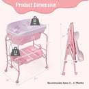 BABY JOY Baby Bathtub with Changing Table, Foldable Infant Diaper Changing Station with Storage Tray, Waterproof Pad, Portable Newborn Nursery Organizer Bath Stand with 4 Universal Wheels (Pink) by TinyTreasures Baby Boutique