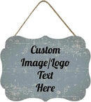 Personalized Wooden Welcome Sign for Front Door Decor - Customized Image/Text Hanging Door Sign, Farmhouse Decor for Home Office - 11.2 * 8 Inch by CozyNest Decor