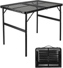 Camping Table 3FT Grill Table Foldable Folding Picnic Portable Stand Mesh 2 Height Adjustable Outdoor Card BBQ RV Black 35.5×23.6 ×26 inch by GreenHaven Gardens