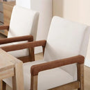 Mid Century Modern Dining Chairs Set of 4 Fabric Upholstered Living Room Side Chair, Kitchen Arm Chair with Solid Wood Legs for Home Restaurant, Linen White by CozyNest Decor