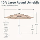 GREEN PARTY 10ft Outdoor Patio Umbrella, Auto-Tilt Market Table Umbrellas with Crank, 8 Sturdy Ribs & 1.5" Pole UV Protection for Garden Deck Backyard Pool by GreenHaven Gardens