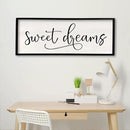 comurdyo Sweet Dreams Wall Decor Above Bed Sign 40" x 15" Master Bedroom Wooden Antique Framed Large Rustic Farmhouse Guest Room Beautiful Simple Hanging Plaque Over Bed Wall Art (Black) by CozyNest Decor