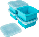 Silicone Freezing Tray with Lid - 2-Cup 4 Pack Freezer Containers,Make 1 Perfect Freezing,Storing Soups, Foods, Stews, Dips or Sauces Simple and Convenient Color Aqua by TinyTreasures Baby Boutique