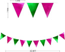 Pink and Green Party Decorations Metallic Hot Pink Light Green Fabric Triangle Pennant Banner Flag Bunting Garland for Witches Theme Birthday Wedding Baby Shower Engagement Bachelorette Party Supplies by GreenHaven Gardens