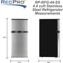 RecPro 4.4 Cu Ft RV Refrigerator | 12V Stainless Steel Fridge with Freezer | Frost-Free, Adjustable Shelves, Built-In Lock, Reversible Door | Off-Grid Ready Camper Fridge with Can Holder by CozyNest Decor