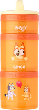 Whiskware Bluey Stackable Snack Containers for Kids and Toddlers, 3 Stackable Snack Cups for School and Travel, Bluey and Bingo, Hooray! by TinyTreasures Baby Boutique