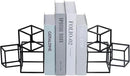 MyGift Modern Matte Black Metal Geometric Bookends in 3 Cube Frame Design, Decorative Book Stands for Home Library Bookshelf Office Desk, 1 Pair, Handcrafted in India by CozyNest Decor