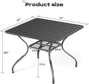 Patio Tables Outdoor Dining Table - Metal Coffee Tables with 2-Tier Storage Shelf 1.57" Umbrella Hole for Outside Proch Deck Balcony Garden Rectangle by GreenHaven Gardens