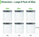 Urban Green Glass Jars with Airtight Black Lids, Food Storage Container with Airtight Lids, Glass Canisters Sets, Kitchen Food Storage Containers (6 Sets of 20oz) by CozyNest Decor