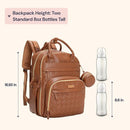 BabbleRoo Leather Diaper Bag Backpack - Baby Essentials Travel Baby Bag, Multi function, Waterproof, with Changing Pad, Stroller Straps & Pacifier Case – Unisex, Natural Brown by TinyTreasures Baby Boutique