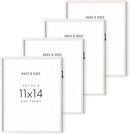 HAUS AND HUES 11x14 White Picture Frames Set of 4-11x14 White Frames Sets for Wall Collage, 11x14 Picture Frames and White Photo Frames, Wall Frame Set White and Wood Frames 11x14 (White Oak) by CozyNest Decor