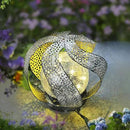 Huaxu Solar Lights Outdoor Garden Decor Waterproof Cracked Glass Globe LED Light Silver Retro Art Metal Retro Design Decorative Yard Patio Lawn Pathway Gift for Mom Women Anniversary Birthday by GreenHaven Gardens
