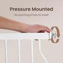 owlie 37.4" Extra Tall Wide Baby Gate for Stairs Doorways,57-66 Inch Extra Large Long Baby Gate with Door Indoor Safety Metal Pressure Mounted Pet Gate with Walk-Thru Auto Close, White by TinyTreasures Baby Boutique