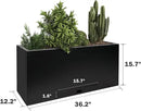 Worth Garden Metal Rectangular Planter Box - Black Powder Coated Steel Planter - 16" H. Tall Heavy Duty Modern Flower Plant Pot - Indoor & Outdoor, Commercial & Residential (16"x12"x36") by GreenHaven Gardens