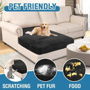 H.VERSAILTEX Velvet Stretch Individual Chaise Cover Sectional Couch Covers for L Shaped Sofa Both Left/Right Furniture Protector Seat Cushion Sofa Cover (1 Piece Chaise Cover, Black) by CozyNest Decor