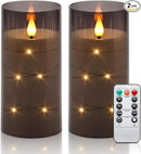Aignis Flickering Flameless Candles Battery Operated Candles LED Candles with Remote Timer for Home/Wedding/Birthday/Holiday Decor ，Grey 3D Flame Set of 2 (D3 xH6 6") by CozyNest Decor