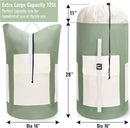 Laundry Bag Backpack, 125L Extra Large Travel with Shoulder Straps, Adjustable & Extendable Design, Laundry Hamper Bag with 3 Pockets for Laundromat, College, Travel, Camping (Green) by TinyTreasures Baby Boutique