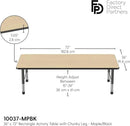 FDP Rectangle Activity School and Classroom Kids Table (36 x 72 inch), Toddler Legs, Adjustable Height 15-24 inches - Maple Top and Black Edge by CozyNest Decor