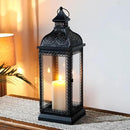 TRIROCKS Rustic Style Metal Candle Lantern 19'' High Decorative Hanging Lantern Candle Holder with Tempered Glass for Christmas Living Room Garden Yard Patio Parties Events Indoors Outdoors(Black) by CozyNest Decor
