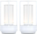 Portable Metal Table Lamp for Indoor/Outdoor ,Rechargeable Cordless LED Lamp, 3-Colour Infinitely Dimming Battery Powered Small Desk Lamp, Restaurant/Bedroom/Bar/Coffee/Camping Light (White Set of 2) by CozyNest Decor