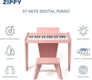 ZIPPY Kids Piano Keyboard, 37 Keys Digital Piano for Kids, Music Educational Instrument Toy, Wood Piano for 3+ Girls and Boys (Pink Basic) by TinyTreasures Baby Boutique